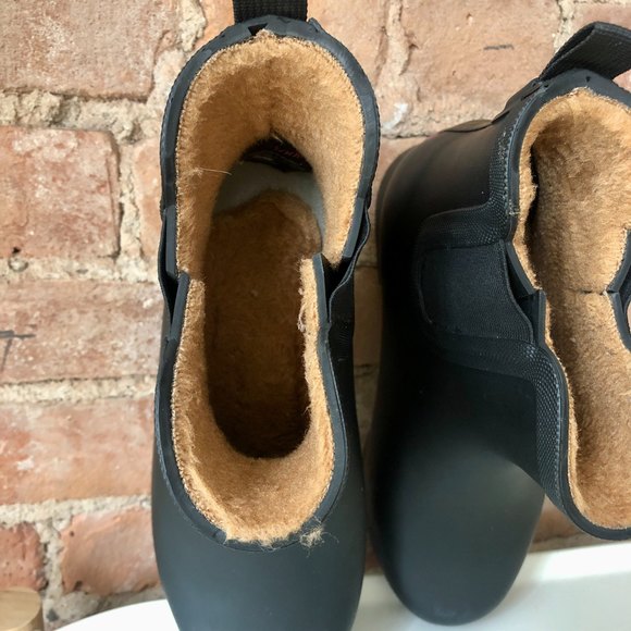 Chooka Delridge Chelsea Rain Boots Sz 6 Black Rubber Faux Fur Lined Waterproof - Picture 5 of 6